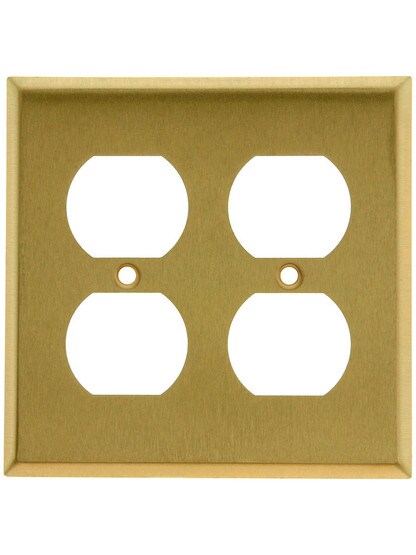 Classic Double Duplex Cover Plate In Pressed Brass or Steel